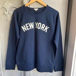 J. Crew Crewcuts Girls Navy Blue Long Sleeve Crewneck New York Sweatshirt 16 XL